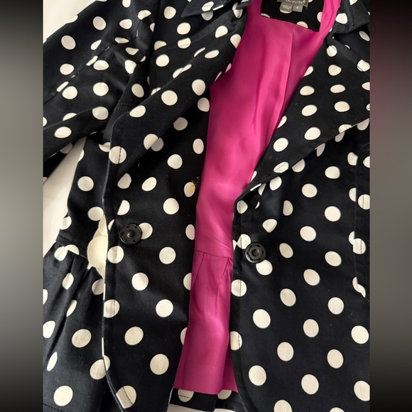 Anthracite Black & White Polka Dot Blazer - Snap Button Closure w/ a Flower - Picture 9 of 12